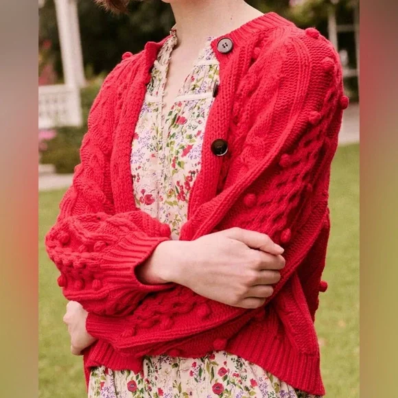 THE GREAT The Mountainside Cardigan in Deep Rose - Picture 4 of 16